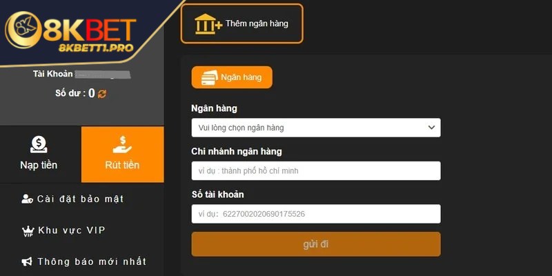 8KBET - Trải Nghiệm Giải Trí Trực Tuyến Đẳng Cấp Quốc Tế 25 Rút tiền về túi sau khi tích lũy được khoản thưởng nhất định