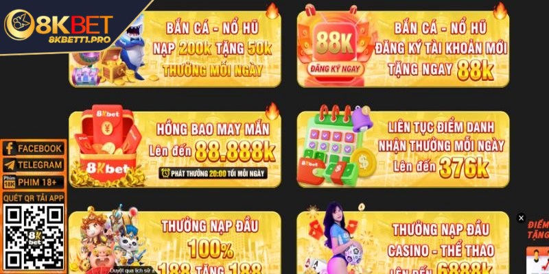 Khuyến mãi 8KBET - Ưu đãi khủng nhận thưởng mỗi ngày 3 Nhiều chương trình đặc biệt kích thích hứng thú tham gia của cược thủ