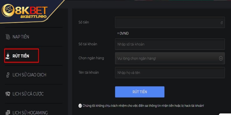 Rút tiền 8KBET an toàn, siêu tốc chỉ trong một nốt nhạc 3 Lưu ý đặc biệt quan trọng khi thực hiện rút tiền 8KBET